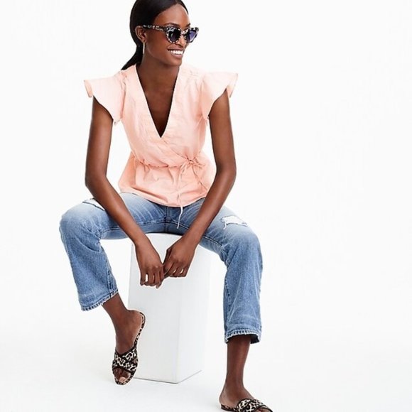 J. Crew Tops - Adorable J. Crew faux wrap flutter sleeve top